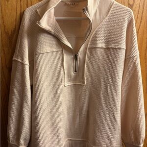 J.O.A. Cream Quarter-Zip Woman’s Super Soft Top
